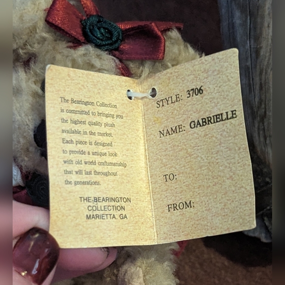 Vintage The Bearington Collection "Gabrielle" Plush Teddy W Velvet Angel Wings - Picture 6 of 9